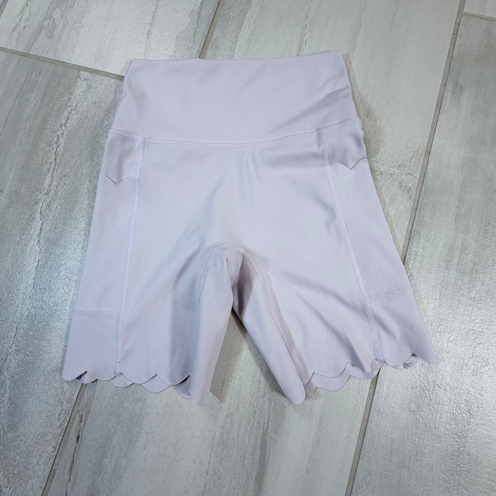 OFFLINE by Aerie Goals Scalloped Bike Shorts Lavender High Waisted Size S 7"